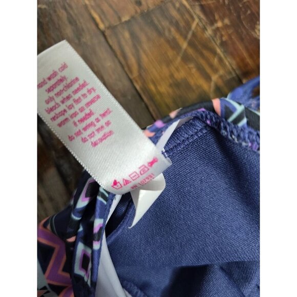 Justice Girls Blue Pink Aztec Tribal Racerback Tankini Bathing Suit Top - Picture 5 of 6